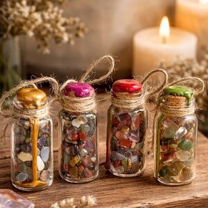 4 PC Miniature Gemstone Bottles with Tags